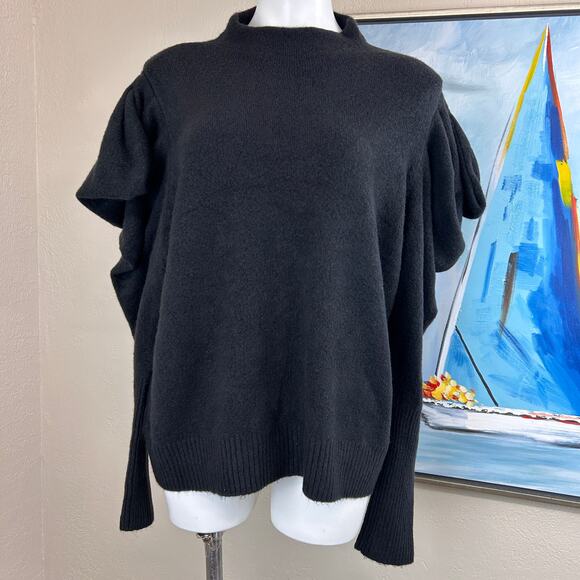 Express Sweater Black Mock neck Ruffle Sleeve Size XL NWT - Picture 2 of 7